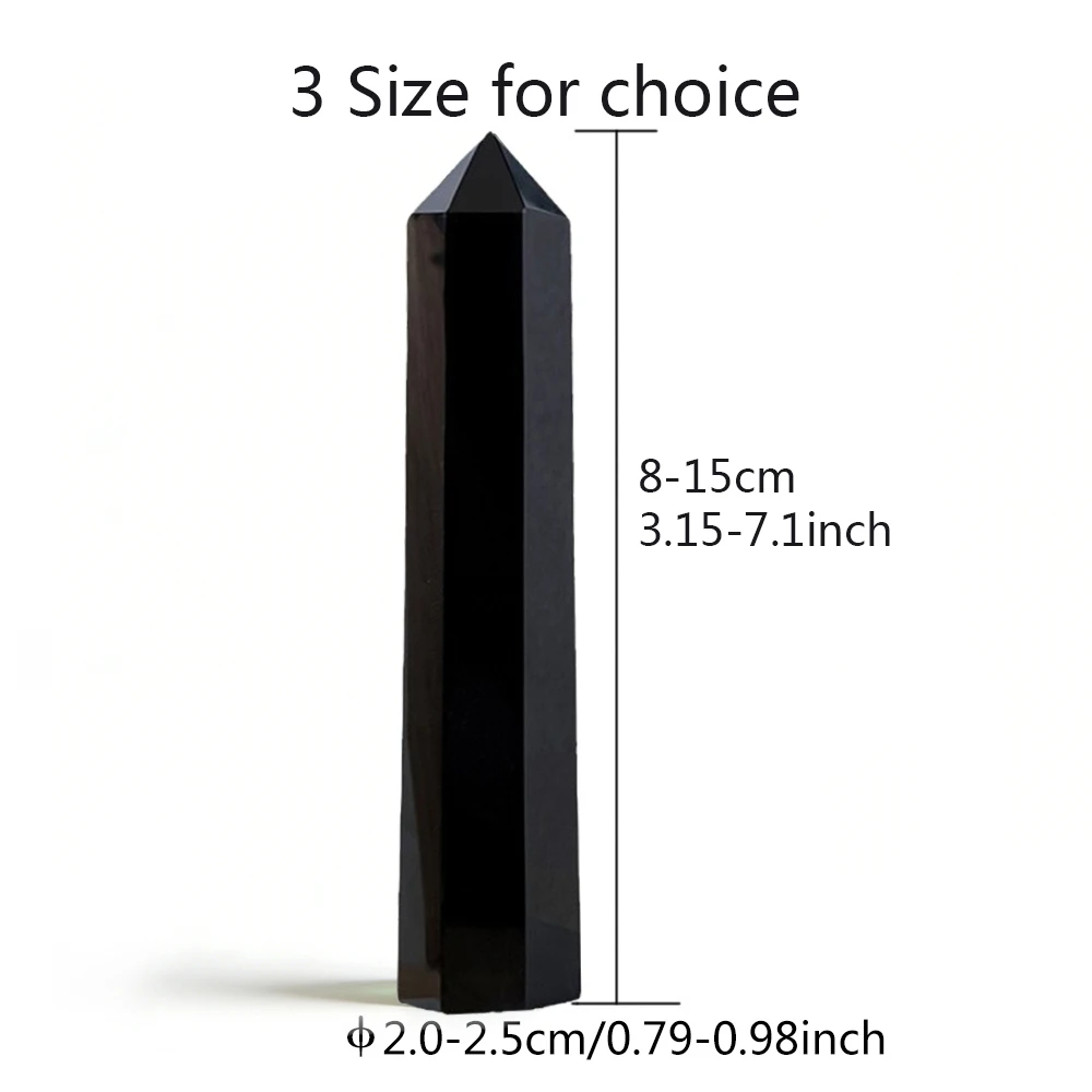 8-15 cm Natural Obsidian Single Pointed Hexagonal Prism Crystal Point Wand Tower Pillar Home Decoration Gift Stones Ornament