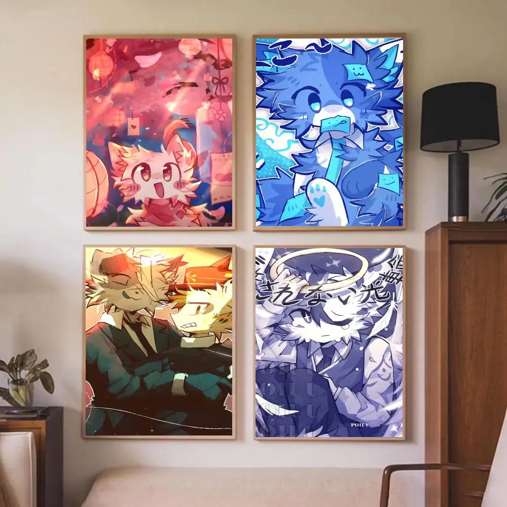 Artist P-POIUU Furry Poster Wall Art Prints for Bedroom Living Room Office Home Decoration Hanging Artwork Gift