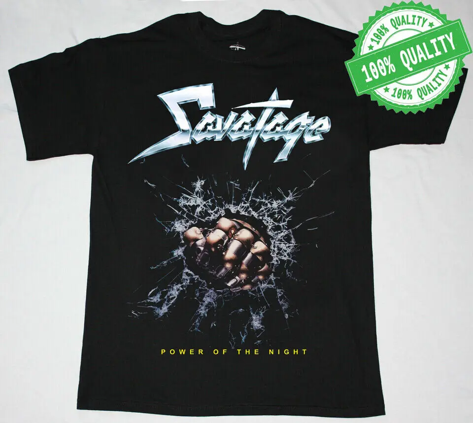 SAVATAGE POWER OF THE NIGHT'85 NEW BLACK Black Cotton T-Shirt