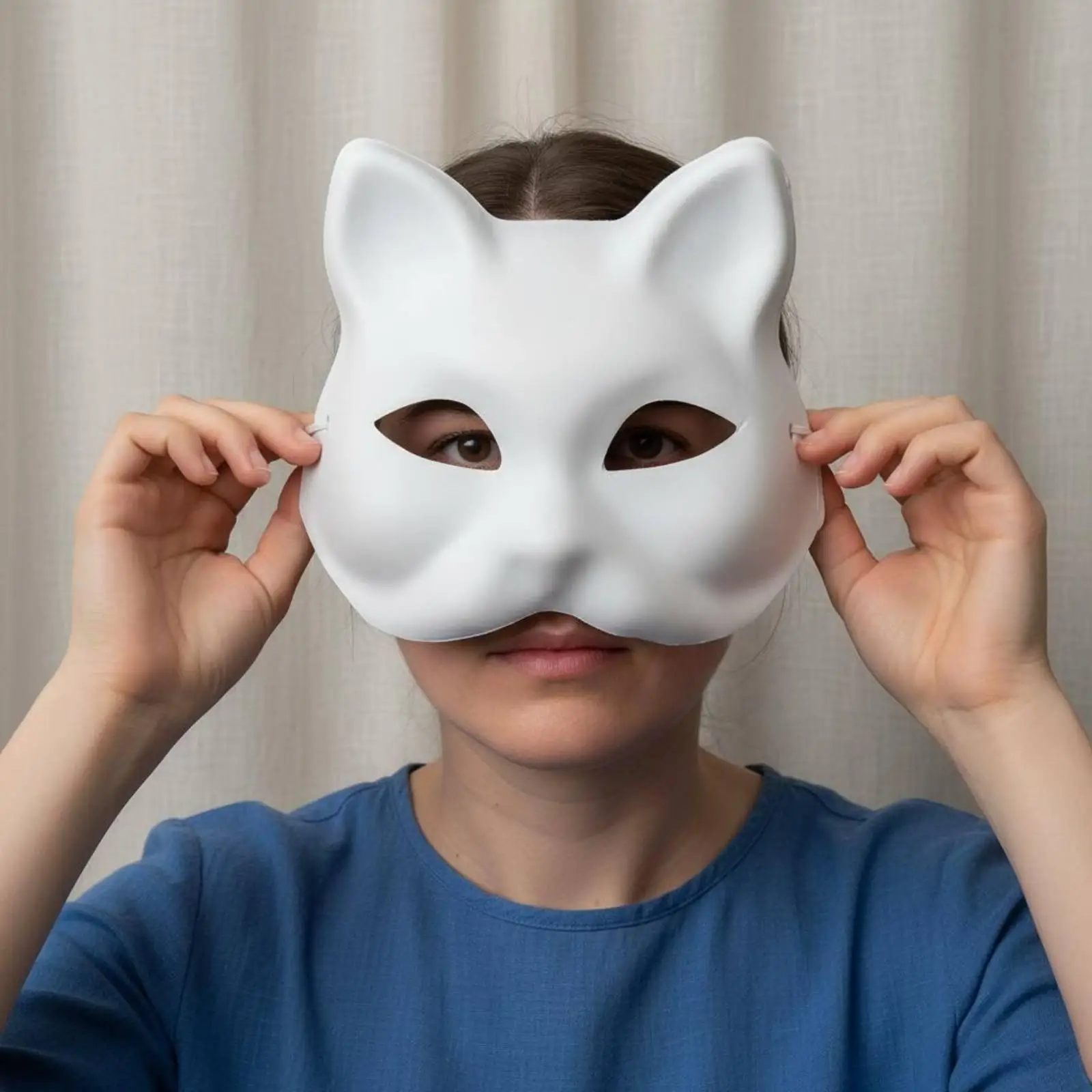Artistic Cat Face Mask for Decorating with Pencil Sketch Paper Pulp Base for Halloween Party Fun