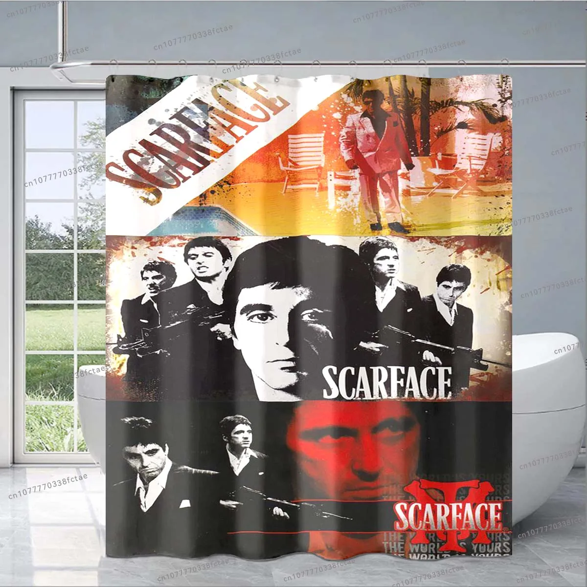 Movie Scarface Tony 3D Shower Curtain Retro Classic Horror Movie Shower Curtain Adult Bathroom Fashion Decorative Shower Curtain