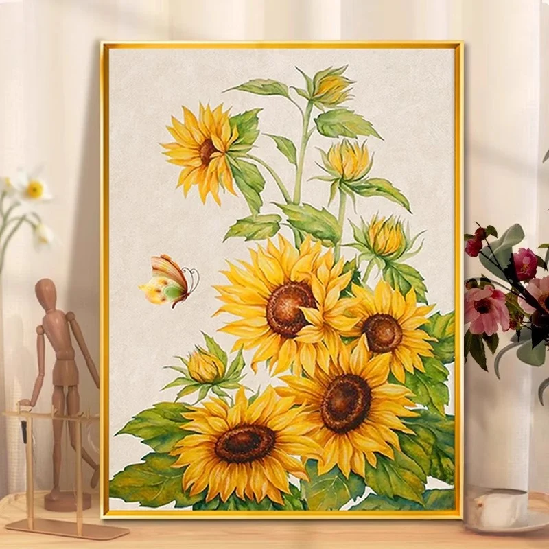 

Простой набор для вышивания крестиком и алмазной мозаики с принтом подсолнухов, легкий в использовании, для начинающих, в современном стиле