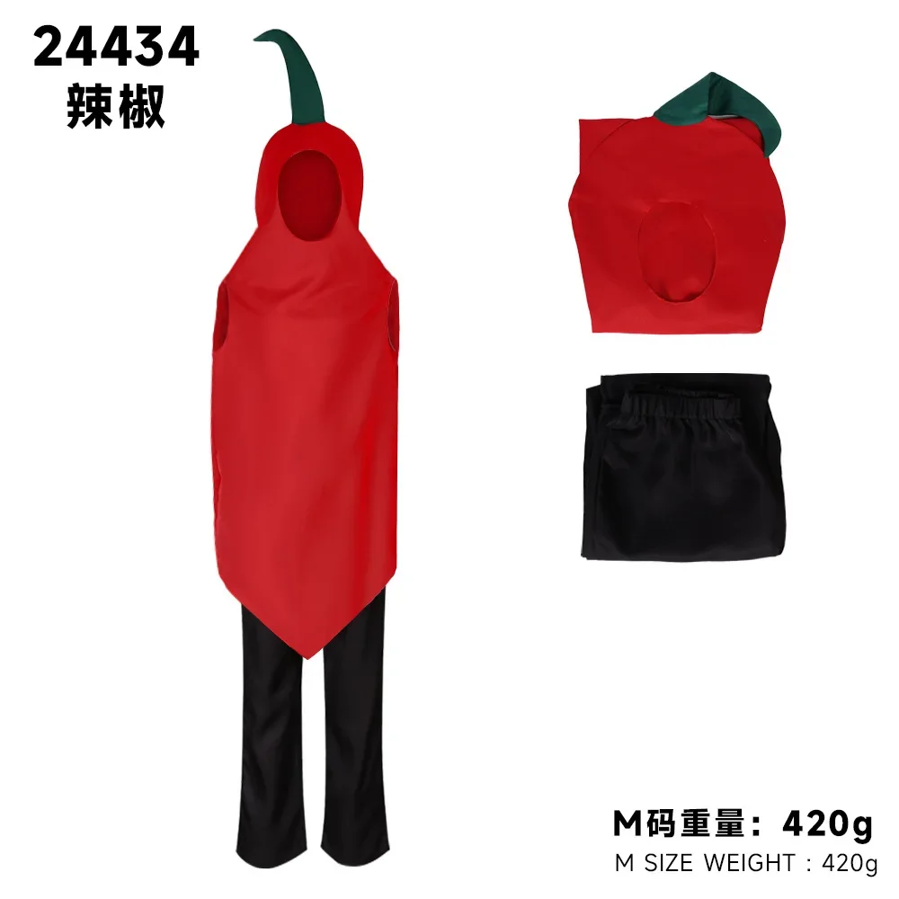 Red Chili Cospaly Adults Halloween Vegetables Cosplay for Carnival Party Dress Up Unisex Chili Hot Pepper for Men Women