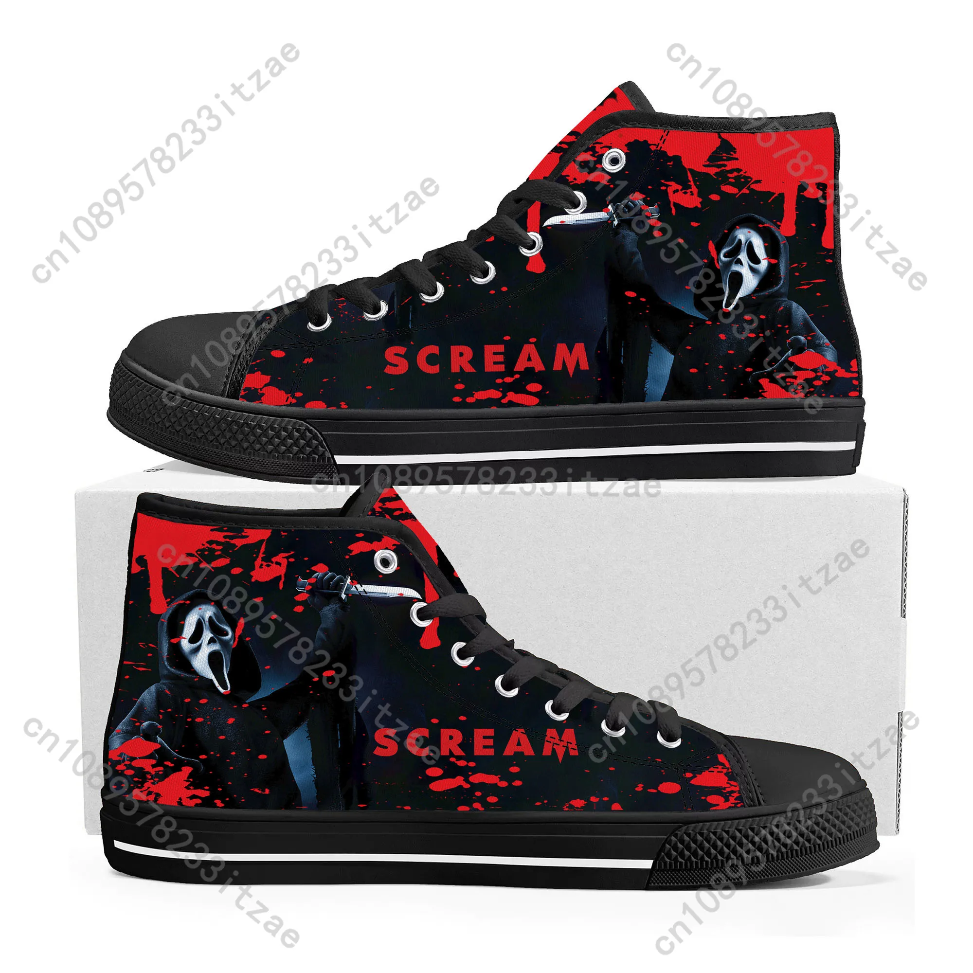 Scream Movie billy Loomis Halloween High Top Sneakers Mens Womens Teenager Canvas Sneaker Casual Custom Made Shoe Customize Shoe