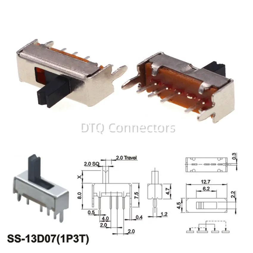 10PCS SS12D00 Slide Switch Slide Gear Fluctuation Band 2/3 File Single Double Horizontal Mini Horizontal Power Supply - Image 2