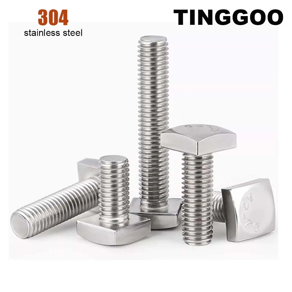 1/2/5/10/20Pcs M4 M5 M6 M8 M10 M12 GB35 304 Stainless Steel Flat Square Foursquare Quadrate Shape Type Head Machine Screw Bolt