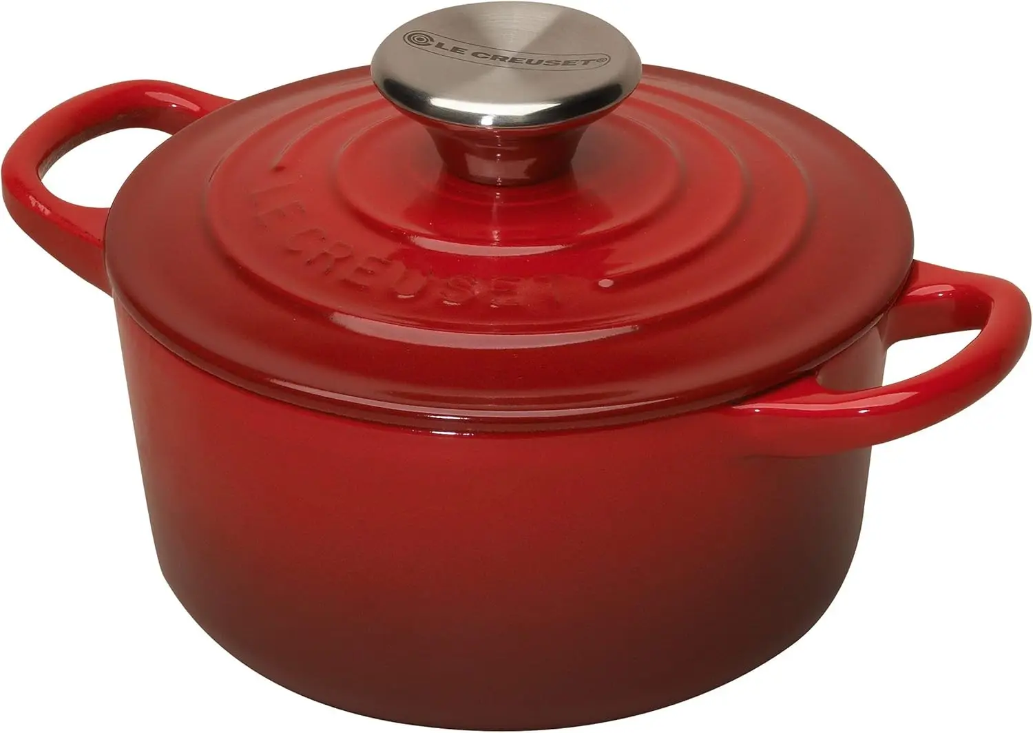 Mini cocotte de hierro fundido esmaltado con tapa, 1/3 qt., Cerise
