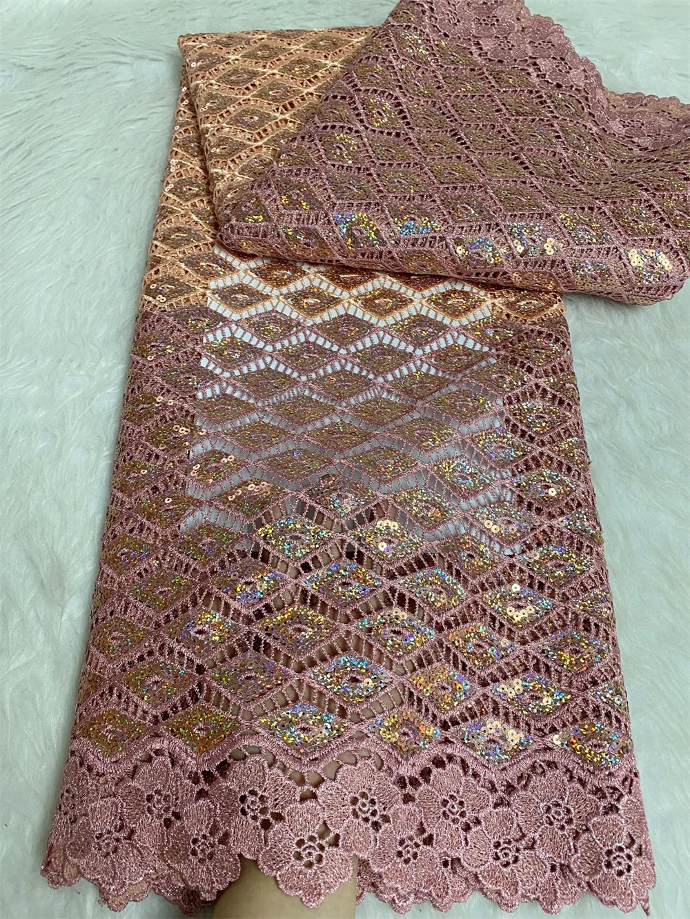 Brown African  Cotton Swiss Voile Lace with Stone for Woman Dresses Nigerian Sewing Material 5Yard in Switzerland 2024