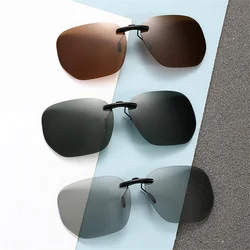 Square Clip On Sunglasses Women Polarized Black Lens UV400 Night Vision Driving Men Goggles Clips Anti Glare Vintage Glasses