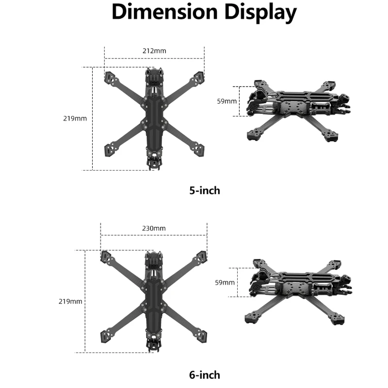 GEPRC GEP-Vapor-D5 D6 مجموعات الإطارات مناسبة لطائرة بخار بدون طيار إطار من ألياف الكربون لتقوم بها بنفسك RC FPV كوادكوبتر 5-6 بوصة أجزاء الملحقات