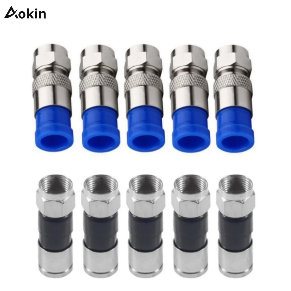 10pcs RG6 Connectors RG6 Compression Connectors RG6 F Type Connector Coax Coaxial Compression Fitting Connection