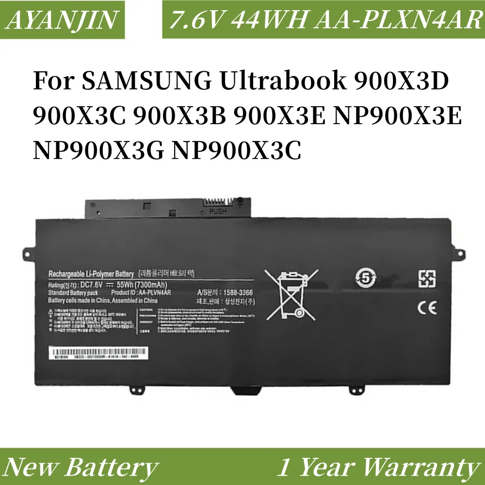 AA-PLXN4AR 7.5V 44WH/5880mAh Laptop Battery For SAMSUNG Ultrabook 900X3D 900X3C 900X3B 900X3E NP900X3E NP900X3G NP900X3C