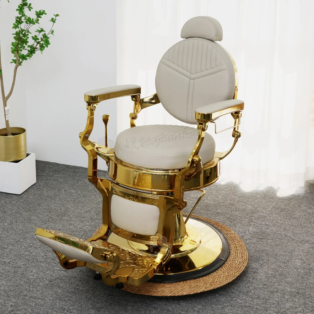 High Quality Factory Price Barber Shop Special Hydraulic Lifting Men's Golden Barber Chair