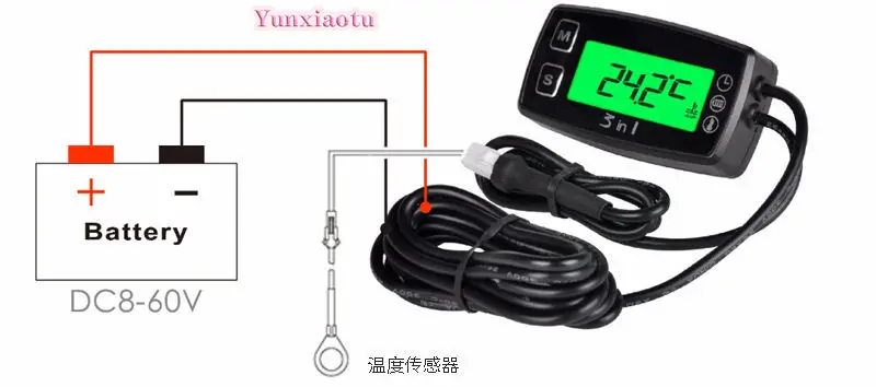 Off-road Motorcycle Temperature Sensor, Thermometer, Power Paraglider, ATV Thermometer, Replaceable Battery Waterproof