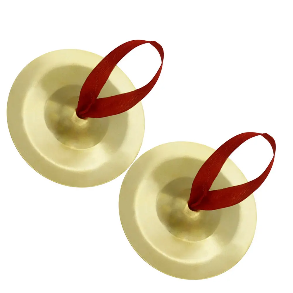 1Pair Golden Finger Cymbals Mini Percussion Instruments for Kids Musicians Dancers Tunable Crisp Sound Portable Safe Edgeless