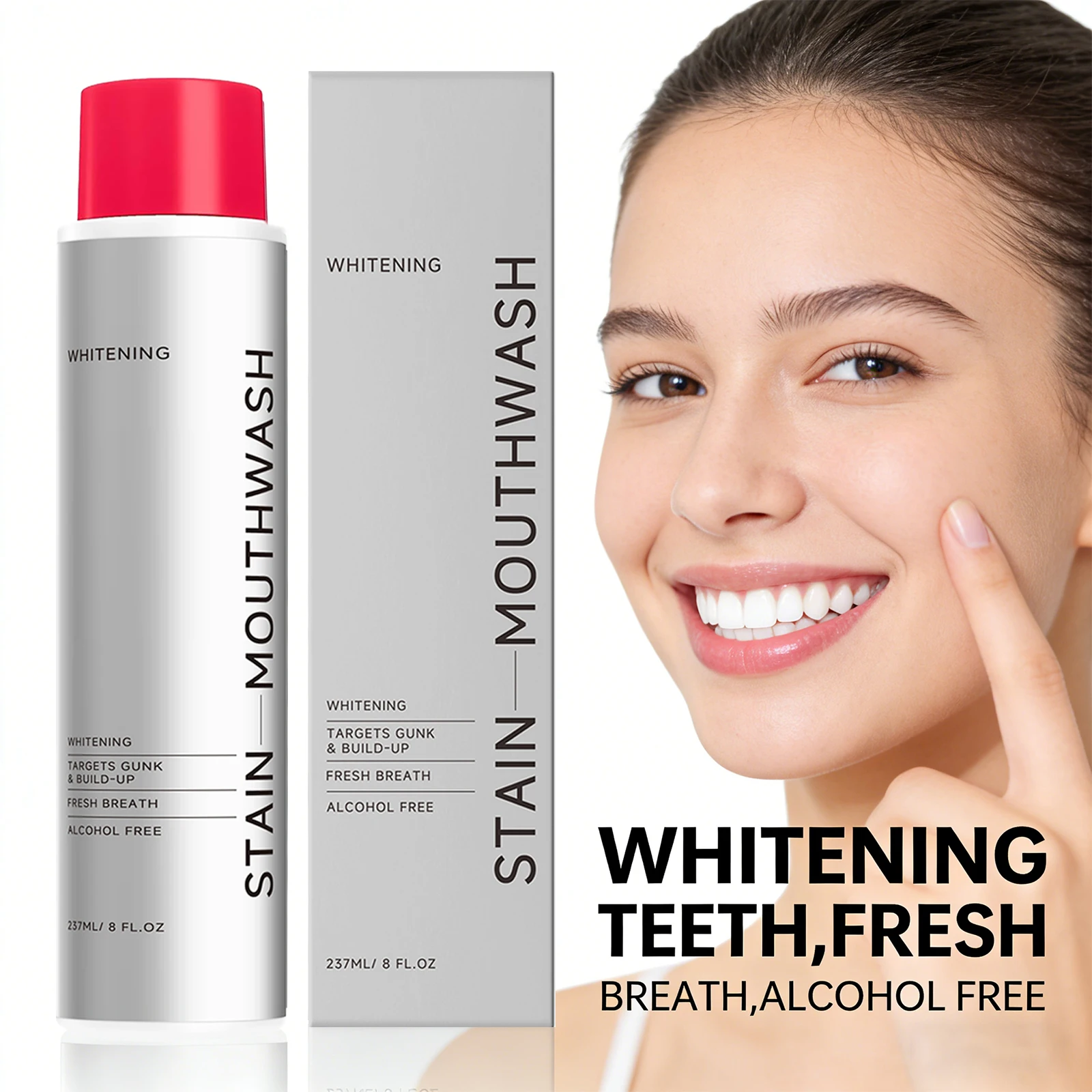 Whitening Stain Mouthwash Clean Food Residue Reduce Dental Plaque Eliminate Odors Freshing Breath Alcohol Free Daily Teeth Care gallery 5
