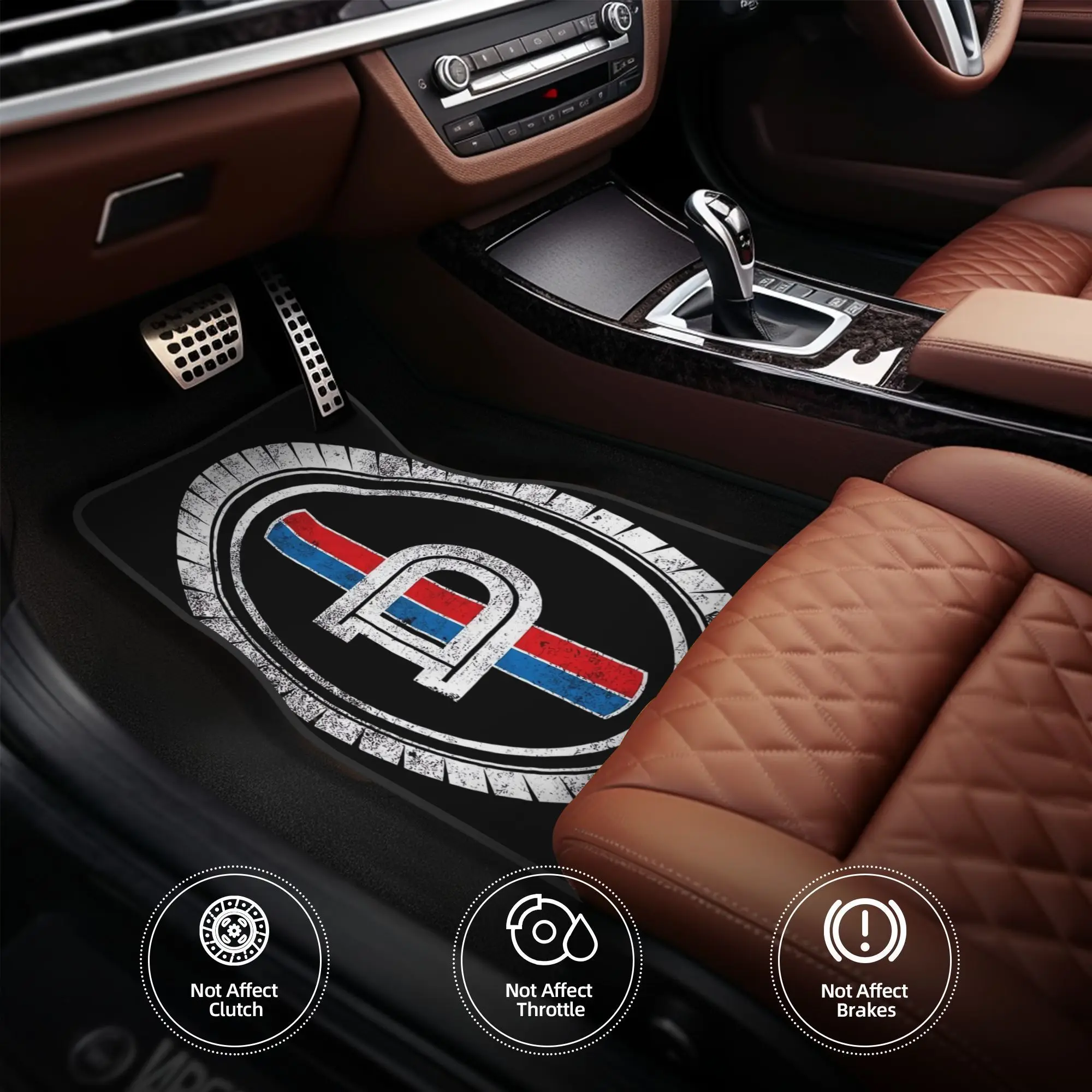 4pcs Datsun 1200 Emblem Car Floor Mats - Durable Polyester Fiber, Fit For Cars, Playful Design With Red & Accents, Ideal Gift Fo