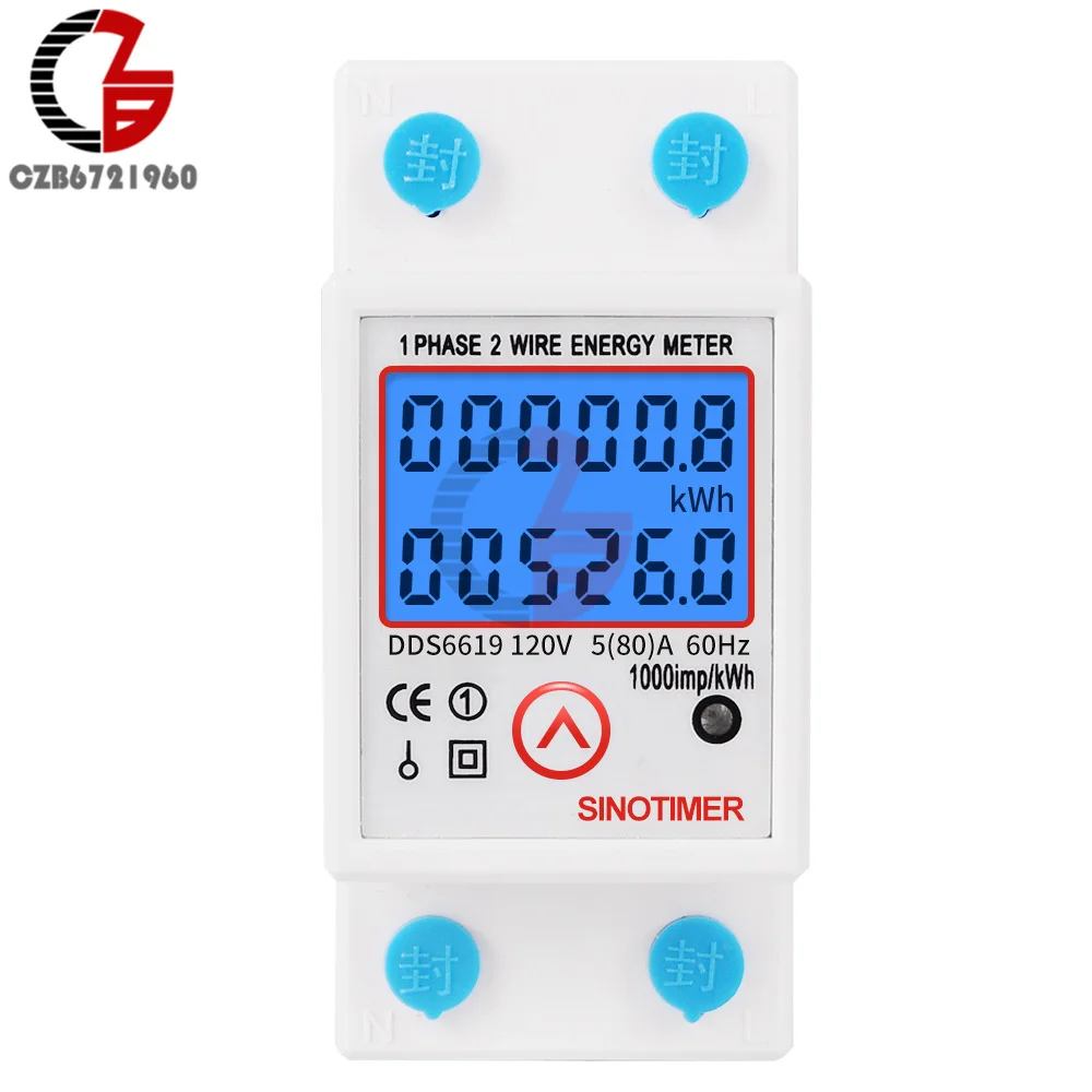 Din Rail Digital Single Phase Reset Zero Energy Meter kWh Voltage Current Power Consumption Meter Wattmeter Multimeter 220V 110V