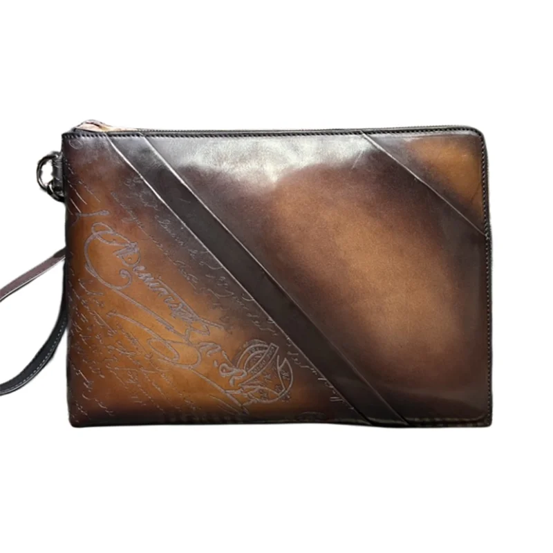 DIMY 2018 Winter Newest Mens Genuine Leather Bags Handbags Vintage Envelope Clutch Bags Large Capacity Business A4 Envelope Bags