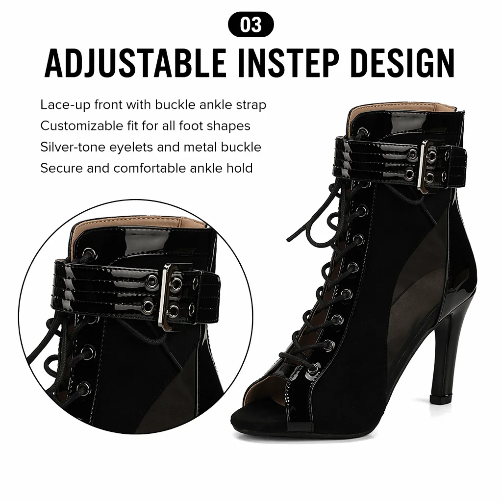 Sexy Stilettos Women Peep-Toe Dance Shoes Dance Booties Girls Ladies Jazz Salsa Boots High Heels Women Ballroom Dance Shoes