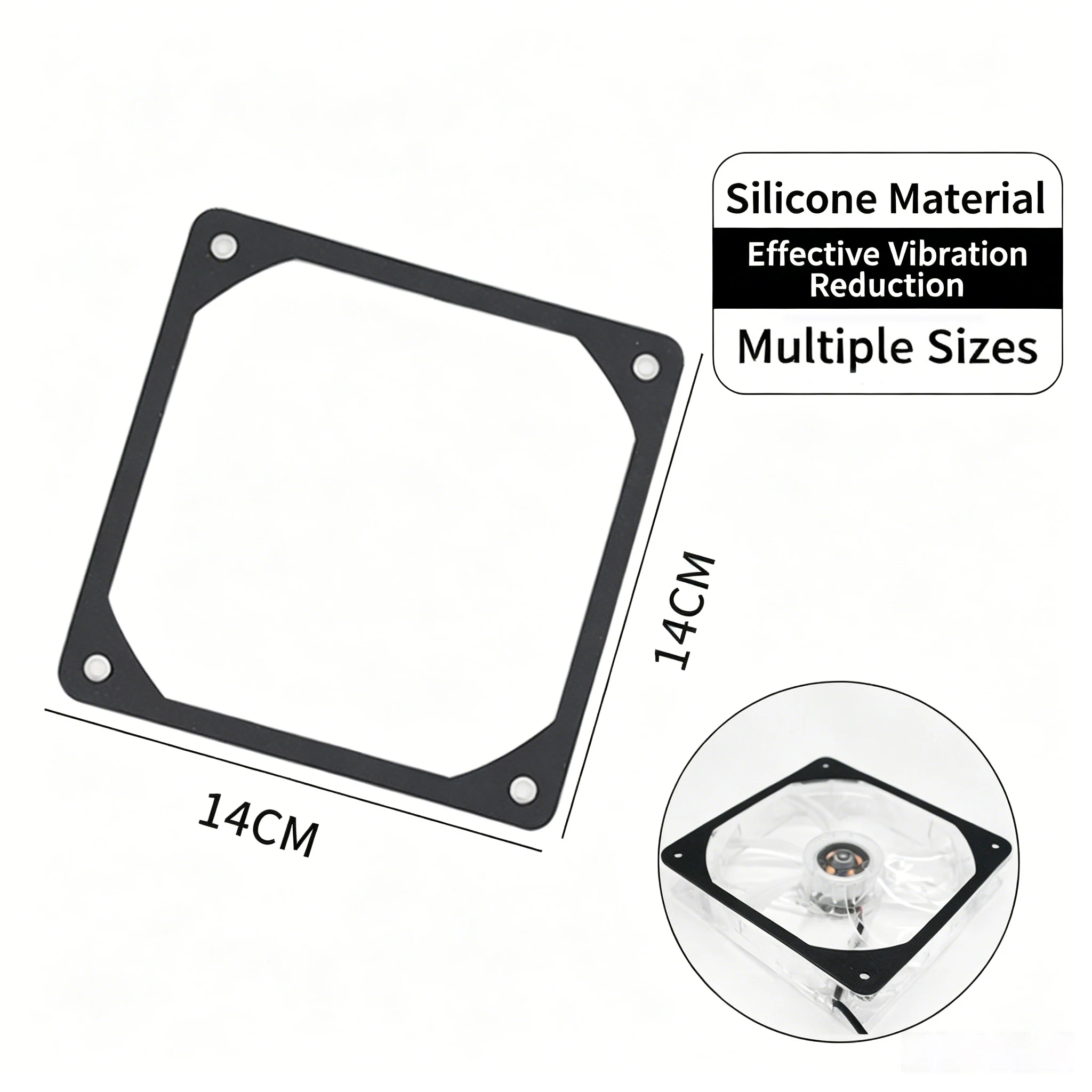 Silicone Fan Damping Pad 8/9/12/14cm Thick Damping Ring Noise Reduction for Computer Fans