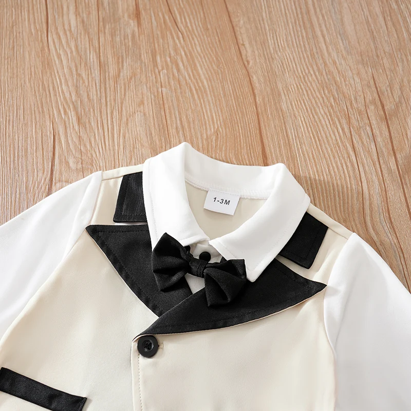 ملابس حديثي الولادة بدلة رجالية للحفلات مريحة وناعمة للأولاد والبنات للربيع والخريف بأكمام طويلة