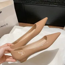 Nude Fashion Women's Casual Pointed Thick Heeled Wedge Women's Shoes Plus Size Summer Sandals