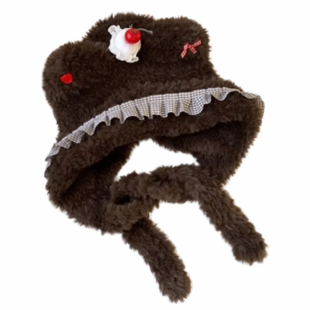 

Gifts Cake Bear Ear Protection Hat Cute Korean Style Thick Knitted Hat Keep Warm Headgear Plush Pullover Hats Daily Wear