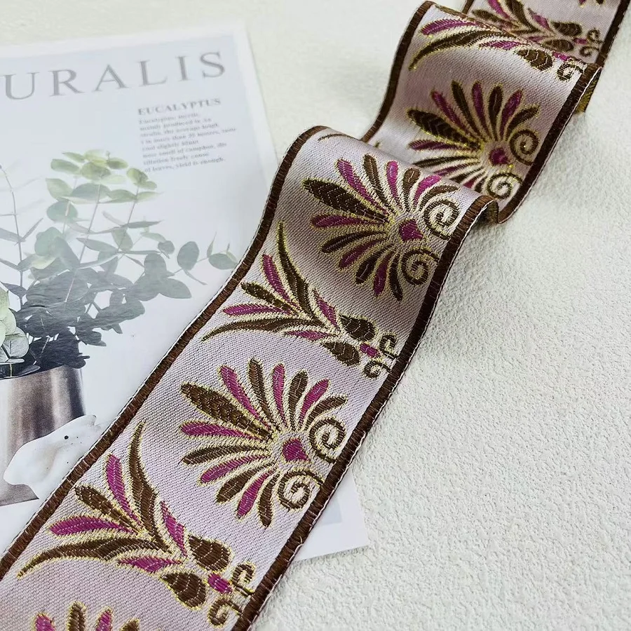 5 Yards/lot Wide 6 cm Woven Jacquard Ribbon Classical Design Curtain And Clothing Accessory LS-9772