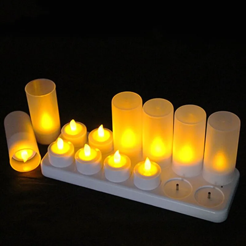 Bougies chauffe-plat électriques sans flamme, lumière LED aste, Noël, mariage, église, maison, décoration de table, AMtextures, lot de 12