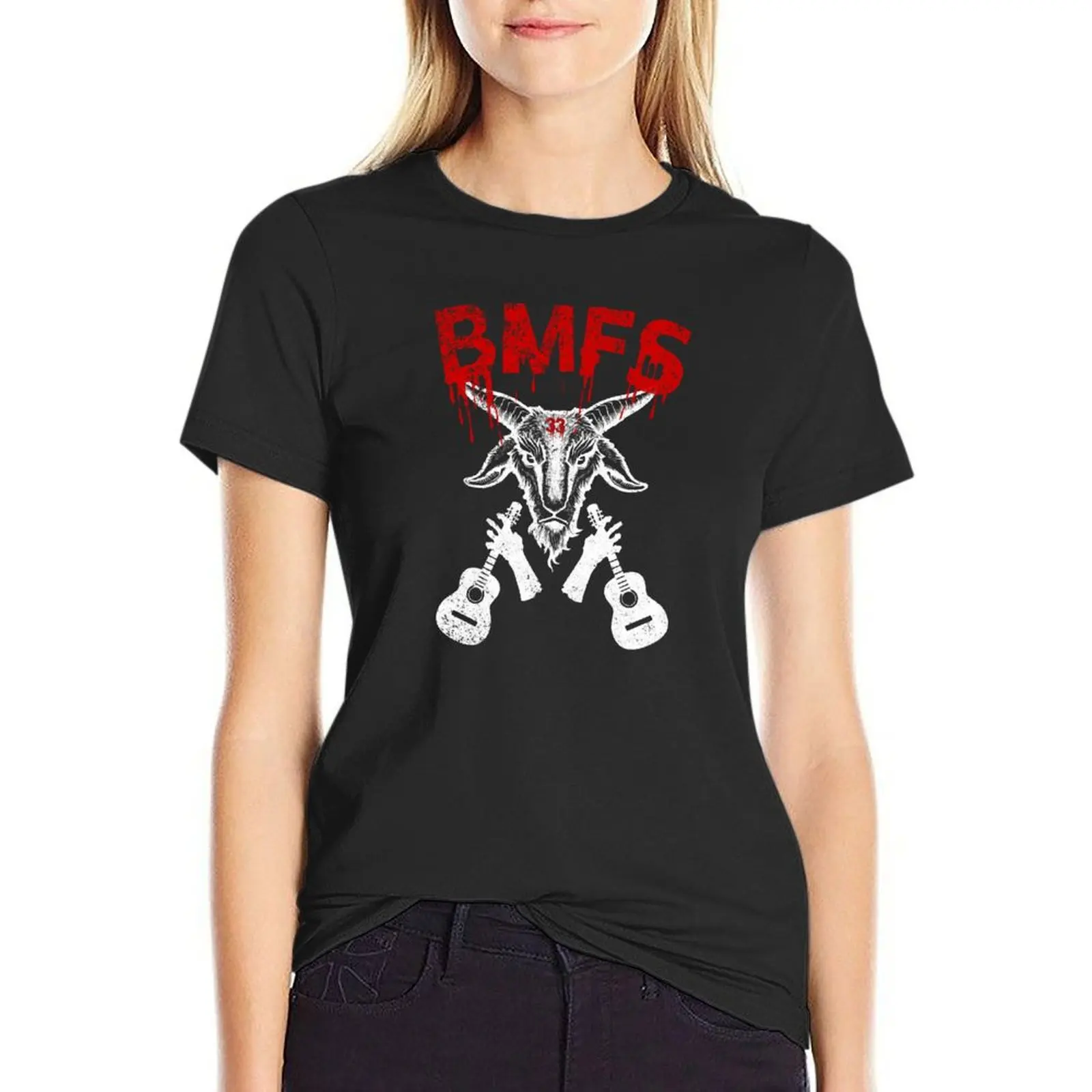 BMFS-Camiseta de cabra de Metal para mujer, tops de talla grande, ropa bonita, camisetas, paquete