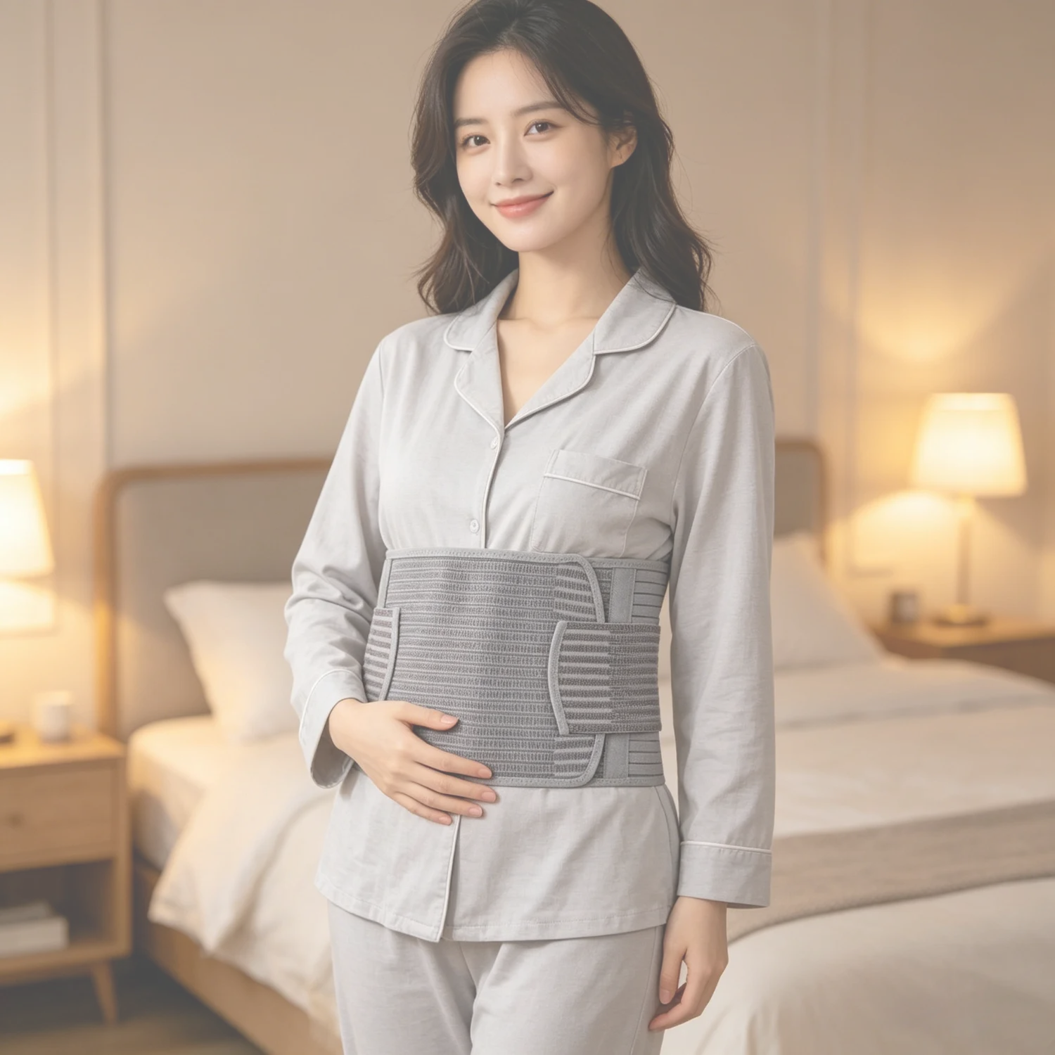 

2-Layer Postpartum Belly Band Velcro, Abdominal Binder for C-Section Recovery, Tummy Shapewear Elastic Breathable Health Care