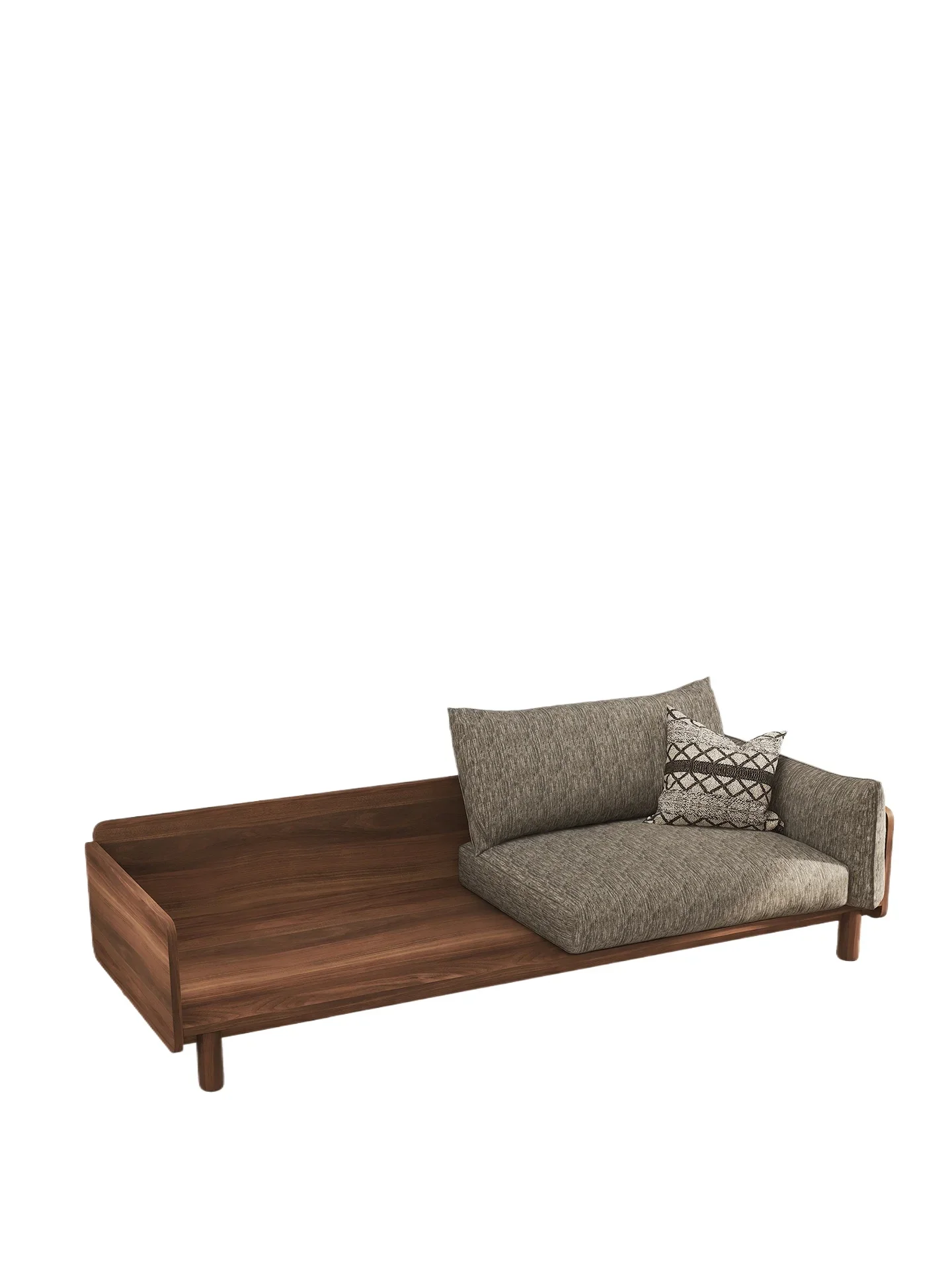 Solid wood sofa retro style small apartment modern living room three-person chenille velvet dismantling and washing fabric sofa