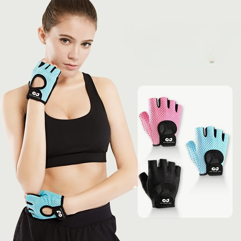 قفازات اللياقة البدنية الرياضية الخارجية للرجال والنساء، تدريب الصالة الرياضية، مضادة للانزلاق ومقاومة للاهتراء، قفازات اليوغا لركوب الدراجات، قفازات نصف اصبع