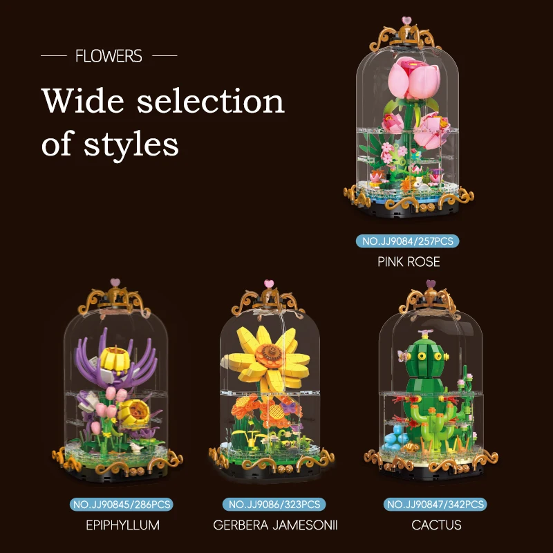 Flower Bouquet Building Set-Botanical Toy Creative Building Blocks Plant Ornaments Home Desktop Decoration Gift for Adult Kids