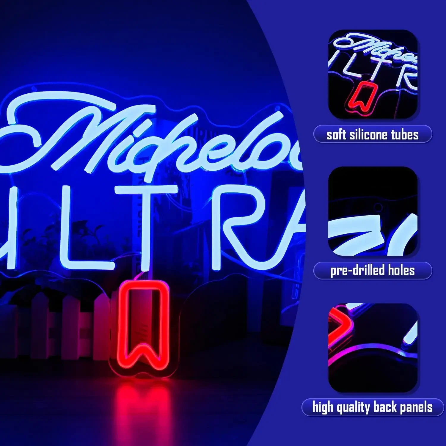 Michelob ULTRA Beer Neon Sign Blue Red LED Wall Art USB Powered Acrylic Glow Lamp Bar Decor Home Pub Party Lover Novelty Gift