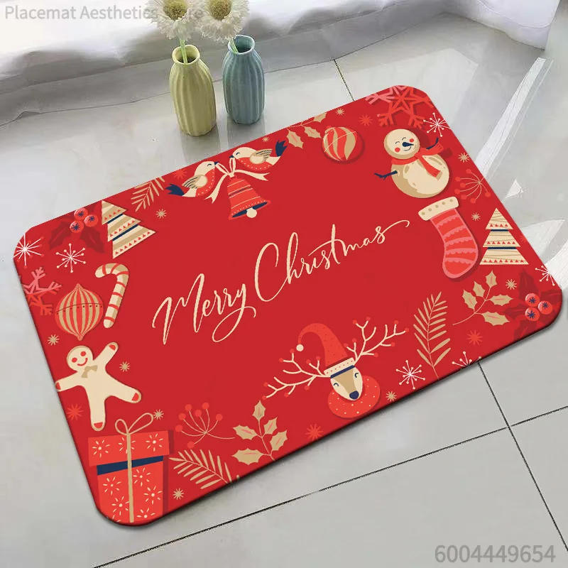 VIKAMA Best-Selling Christmas Entrance Rug Water-Absorbing Crystal-Fiber Bathroom Foot Mat Customizable Carpet For Home Decor