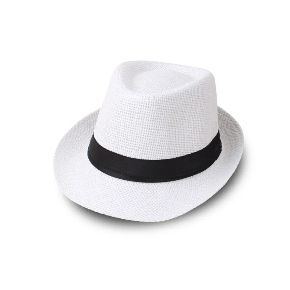 

Elegant Vintage Men Straw Hat Sun Protection Gentleman Cowboy Jazz Cap Casual Wide Brim Panama Cap Unisex