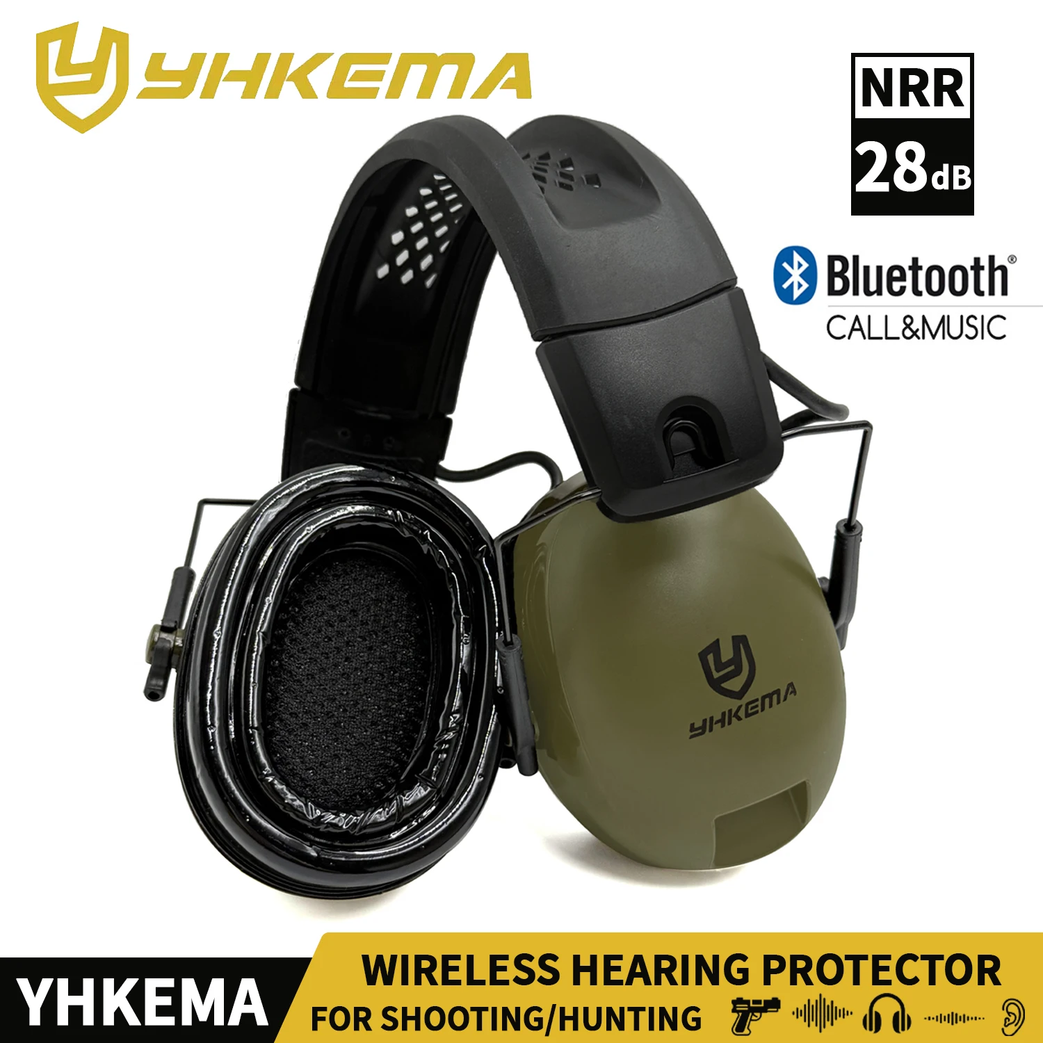 30dB SNR Hearing Protection Headphones with Bluetooth Electronic Noise Reduction Safety Ear Muffs Wireless Hearing Protector