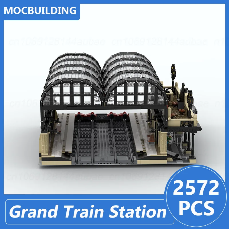 Grand Train Station Model Moc Building Blocks Diy Assemble Bricks Transportation Architecture Display Xmas Toys Gifts 2572PCS