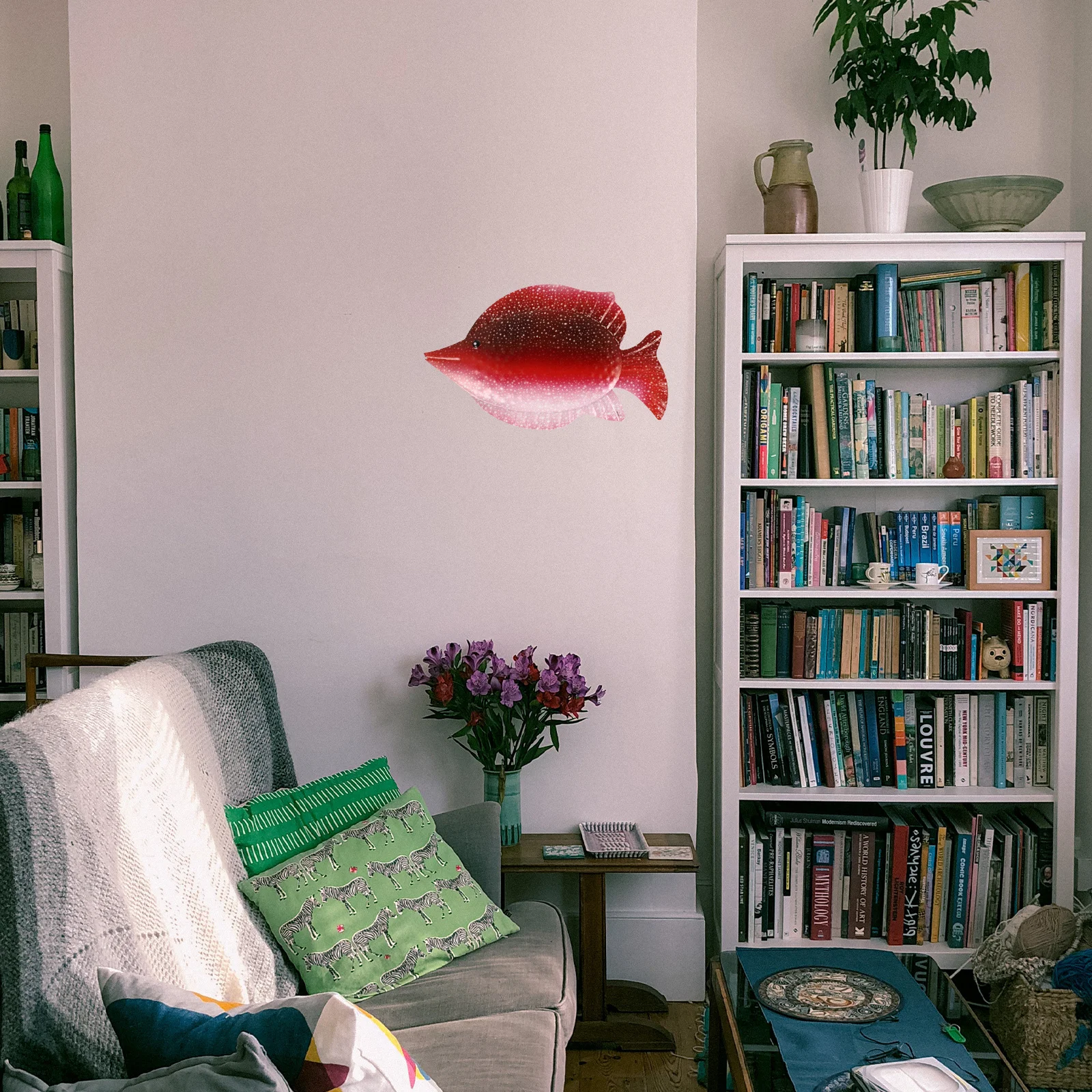 

1 шт., настенный подвесной светильник в форме рыбы, яркий железный настенный орнамент, прочная стабильная структура, креативный домашний декор, подвесное искусство в форме рыбы