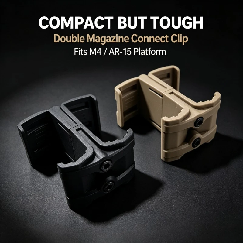Universal Dual‑Mag Connect Unit, Parallel Magazine Coupler Clip for Outdoor Sport Interactive Demands