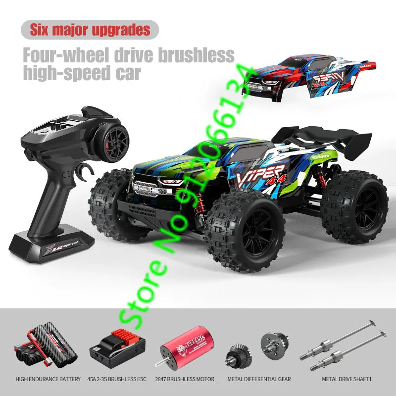 Camión eléctrico sin escobillas todoterreno, 80 KM/H, 2,4G, 1:16, 4WD, transmisión de Metal, iluminación LED, coche teledirigido