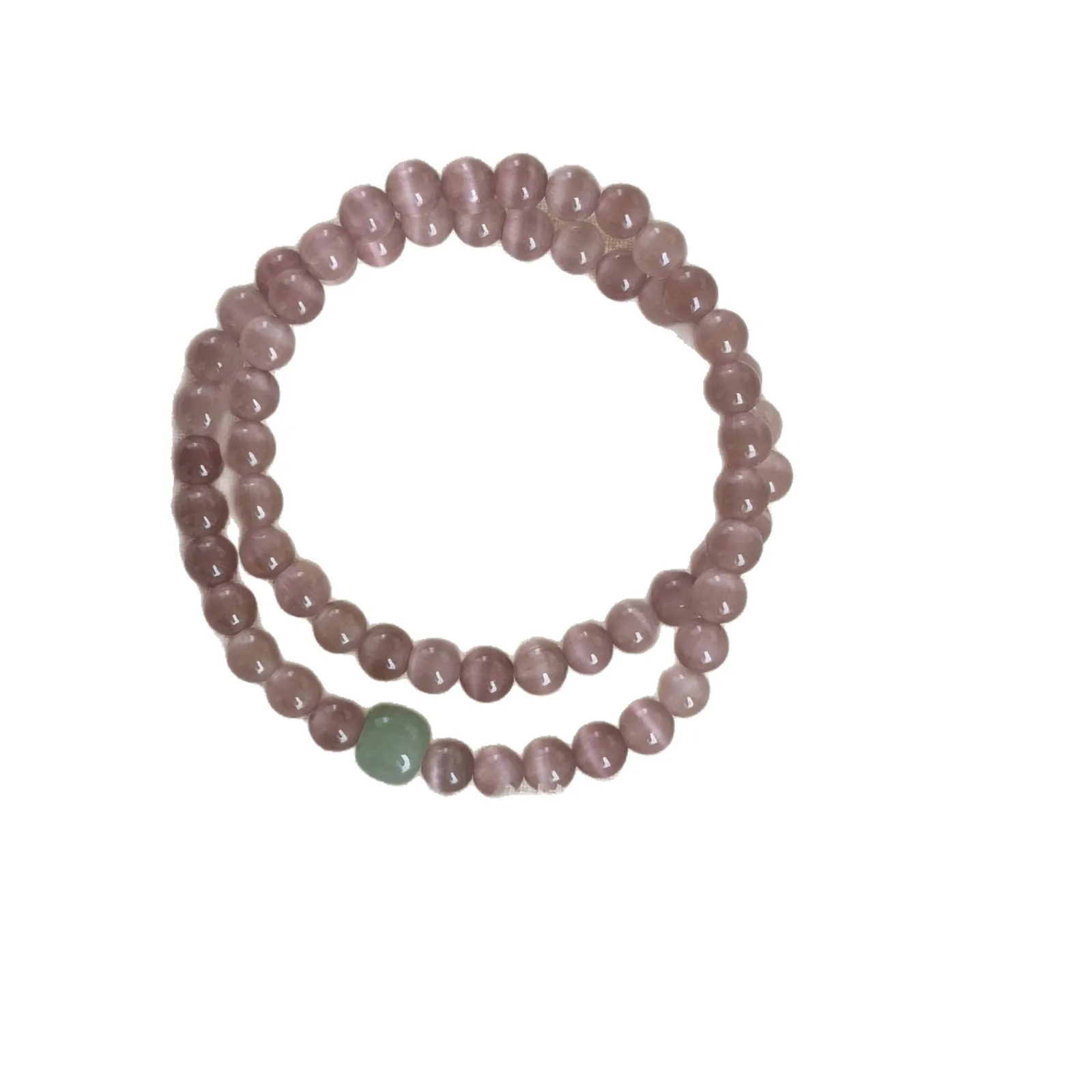 Niche Design Cool Temperament Purple Cat Eye Double Layer Beads Bracelet Elegant Luxury Retro Stackable Hand Jewelry Ornament