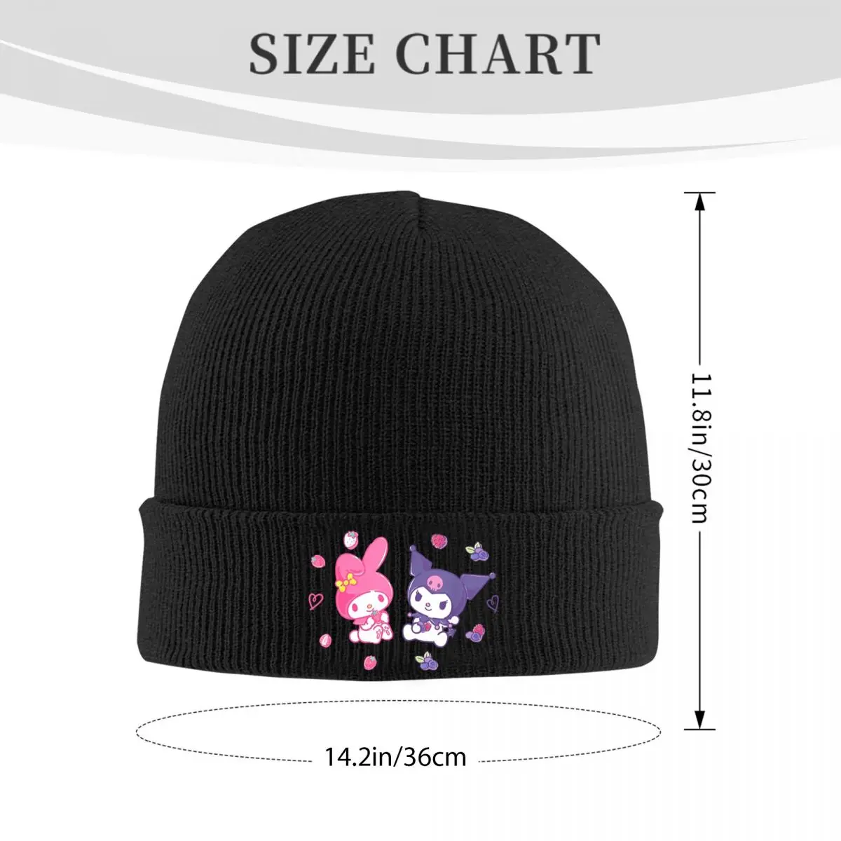 Kuromi And My Melody Berries Bonnet Hats Beanie Hats Design Knit Hat Autumn Winter Cute Unisex Adult Hippie Head Wrap Cap