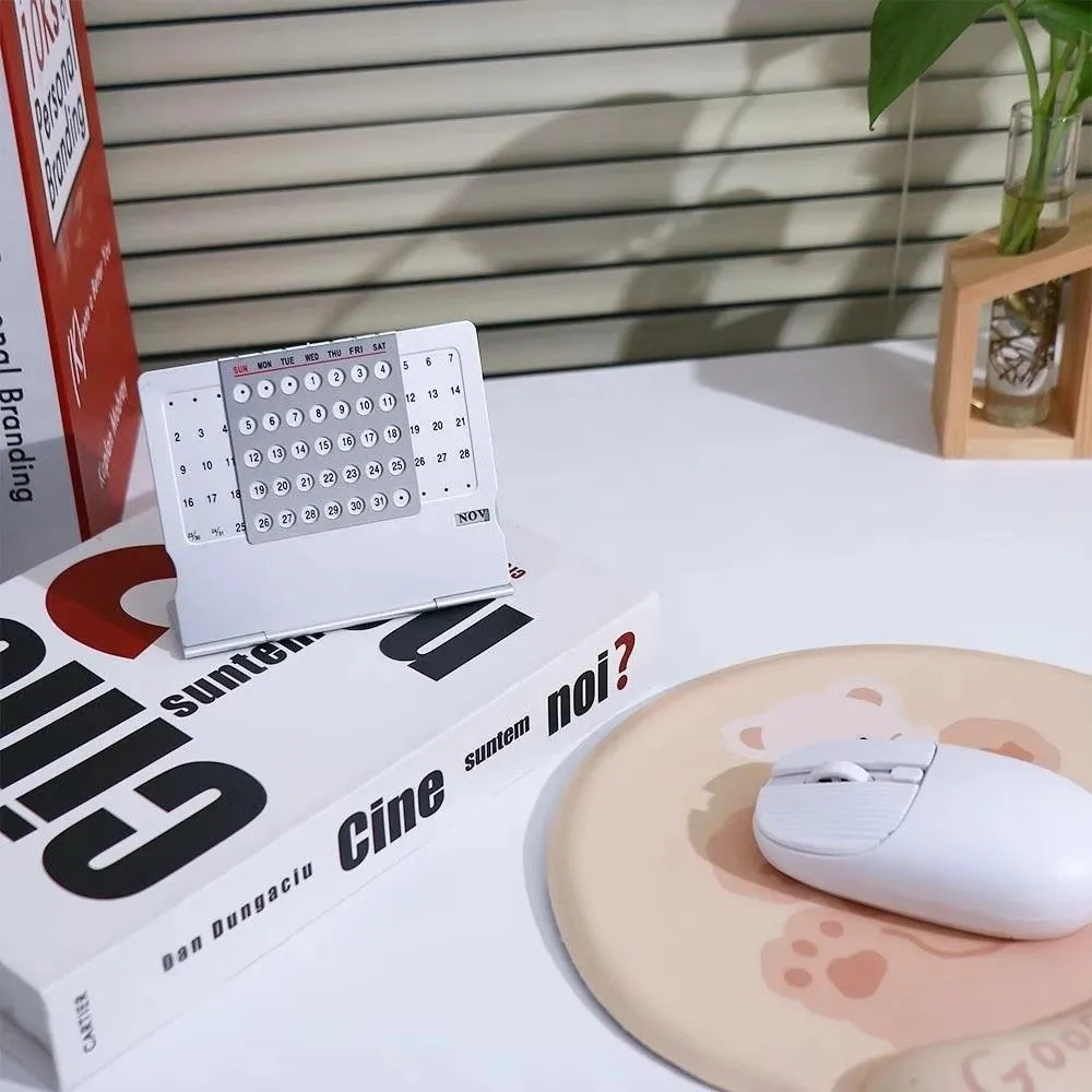 

Manual Setting Desk Calendar Aluminum Alloy Mini Standing Monthly Desktop Calendar Repeatedly Use Adjustable Perpetual Calendar