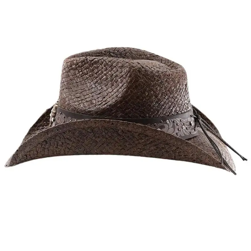 39BD Breathable Elegant Hat Simple Street Hat Adjustable Straw Hat Trendy Western Hat for Daily Use and Special Occasion