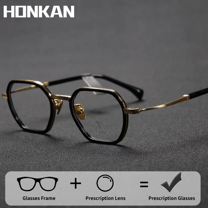 

HONKAN Bussiness Ретро чистый титан мужские оптические очки женские оправа для очков ультра легкие 12 г очки оправа по рецепту