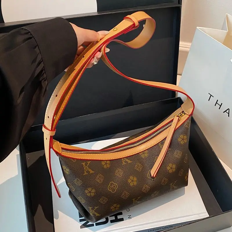 

Винтажная пригородная сумка с монограммой, просторная сумка-тоут подмышками для женщин, большая вместительная сумка через плечо, ретро-сумка, модная сумка на плечо ​