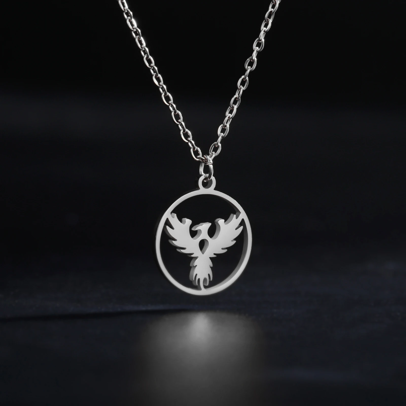 Phoenix Necklace God Bird Supernatural Amulet Stainless Steel Pendant Link Chain Gift For Woman Man Fashion Jewelry